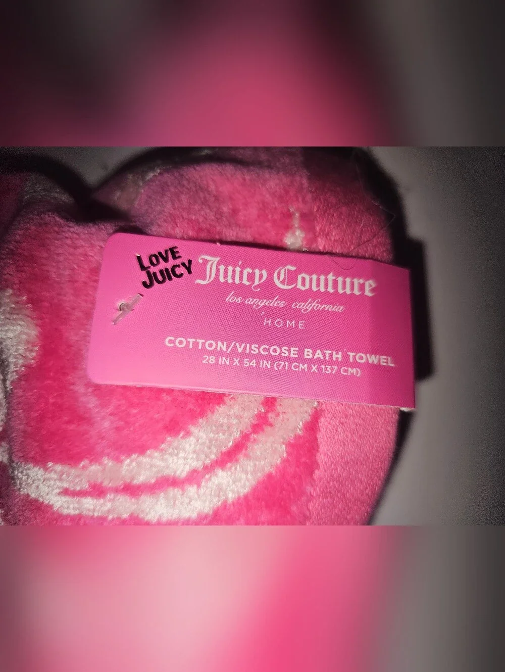 NWT! Juicy Couture 4 Piece Vibrant Pink Bath & Hand Towel Set! JC BOWS & LIPS